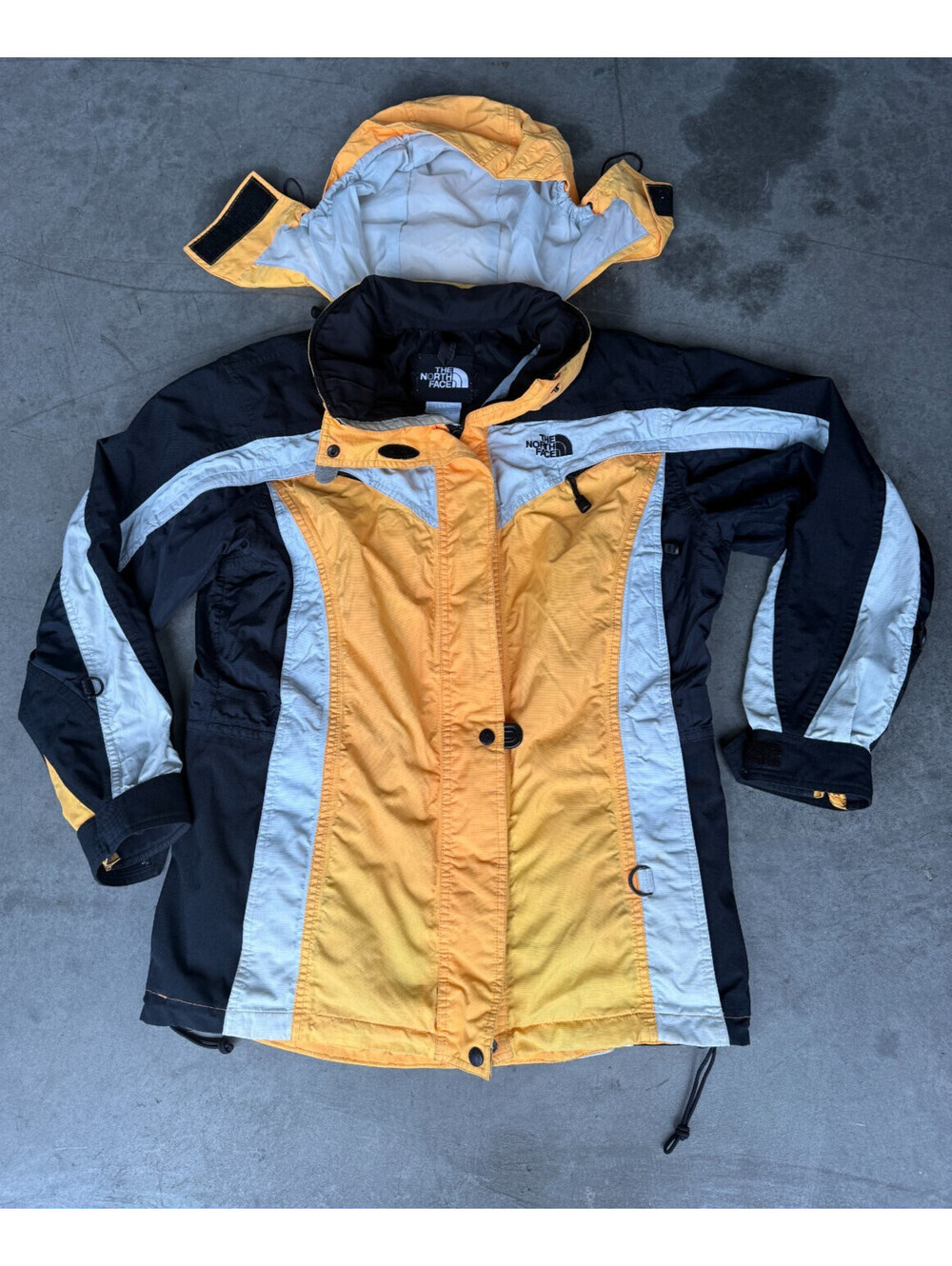 Womens Sz 10 (Large) The North Face Mountain Jacket Rain Yellow Black White